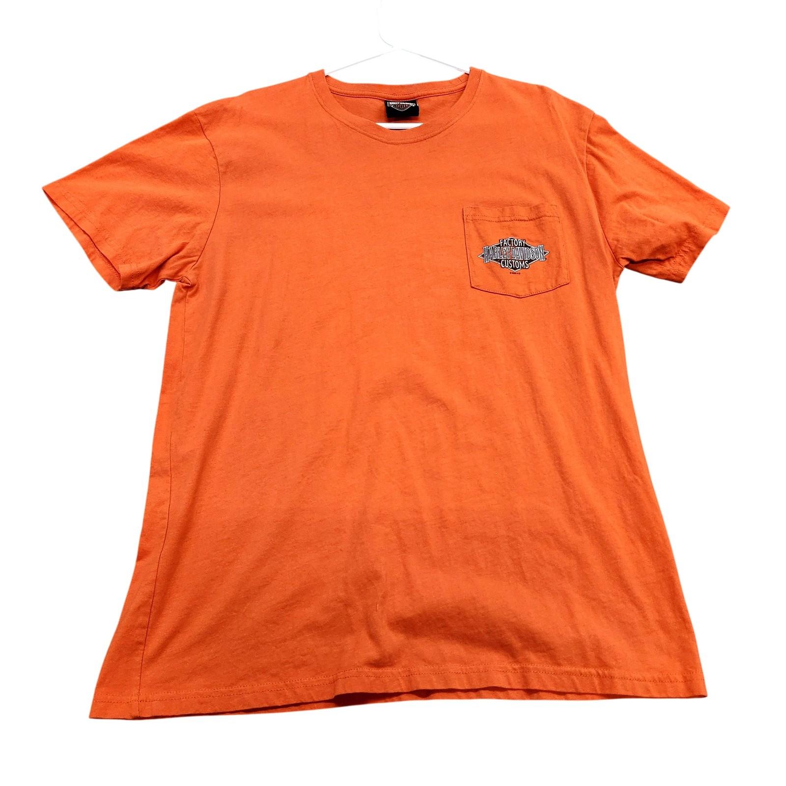 Harley-Davidson Shirt Mens Large Orange Smoky Mountain Pocket Graphic Tee TN Unisex T-Shirt S