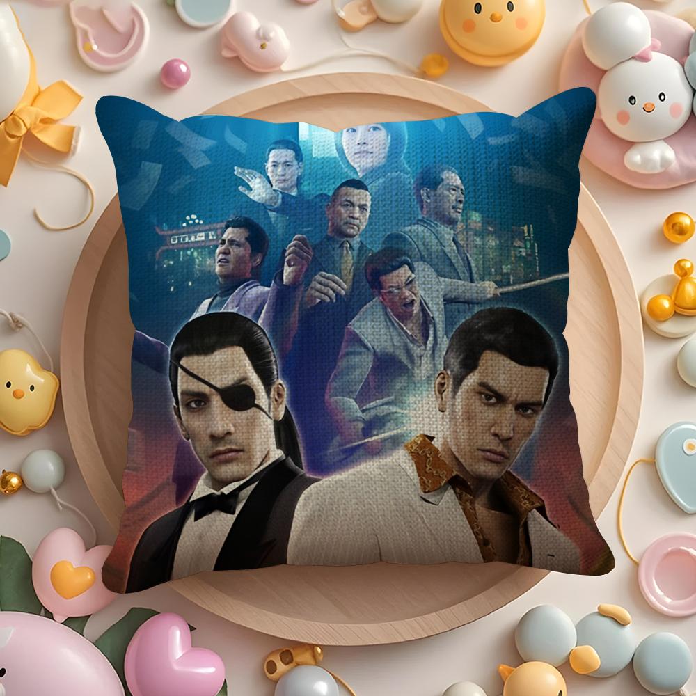 Y-Yakuza Like A Dragon Kissenbezug Natürlicher Leinen Bio-Stoff Zweiseitiger Druck Sofa Heimdekoration Geschenk Kissenbezug