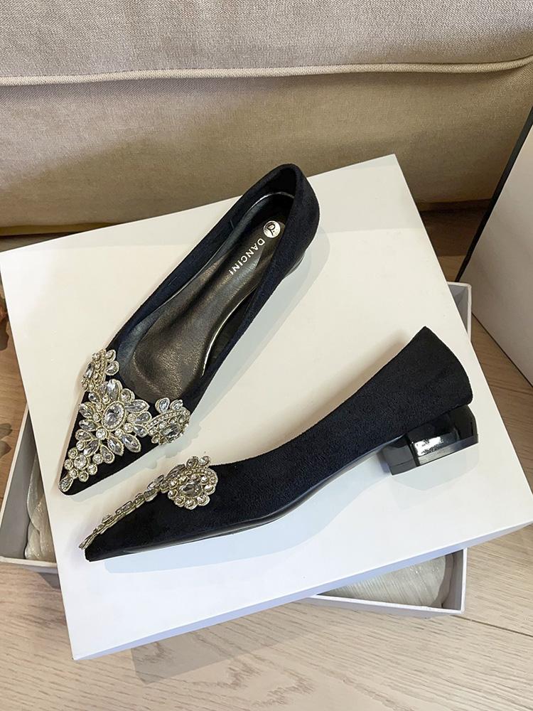 Fashion Pointed-toe sexy Pearl Marie Jane single shoes for women 2025 new style, elegant and not tiring, thick-heeled work shoes