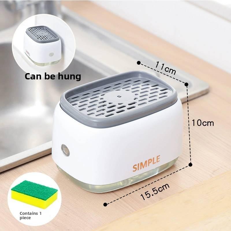 Kitchen Dish Brush With Soap Dispenser And Plastic Holder For Easy Cleaning