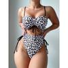 One Piece Swimsuit Women New Leopard Sling Bodysuit Sexy Hollow Out Swimwear Summer Monokini Beachwear Bathing Suit Female