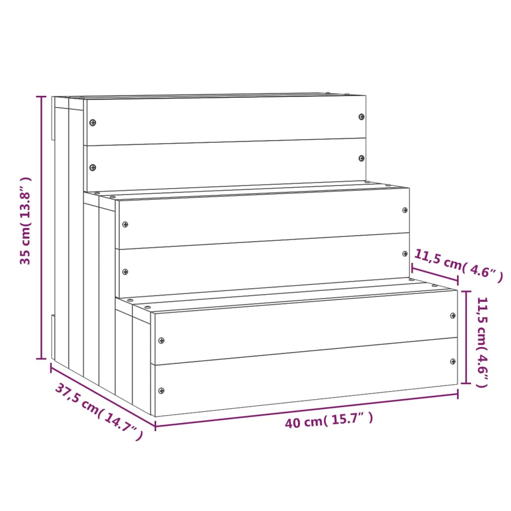 Vidaxl Pet Stairs, White, 40X37.5X35 Cm, Solid Pine Wood