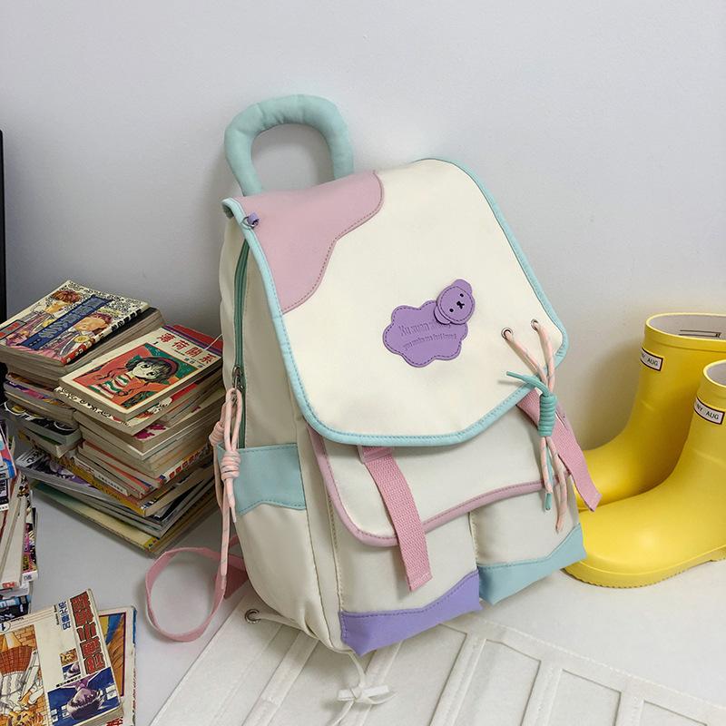 Backpack New Large-capacity High School Students Cute Backpack Contrasting Color Primary School Backpack