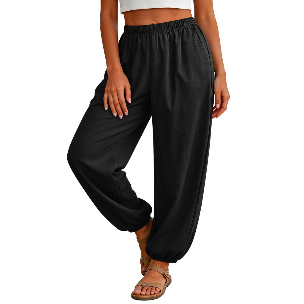 Damen locker lässige Hose – Schnelltrocknende Cargohose mit Kordelzug