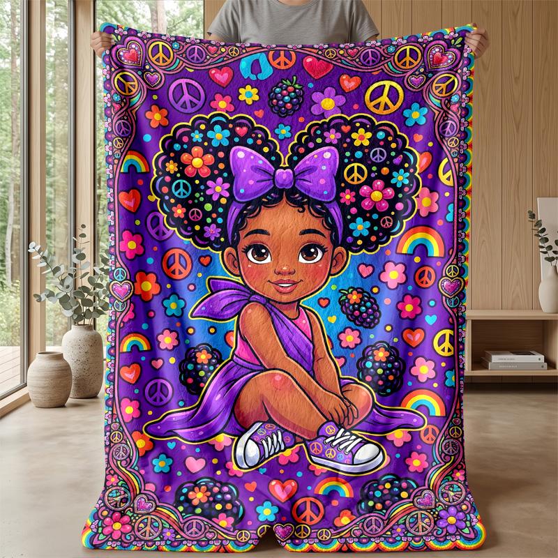 Music and Makeup Fantasy Theme Blanket Lightweight Warm Flannel Blanket Decorative Throw Blanket for Home Decoration