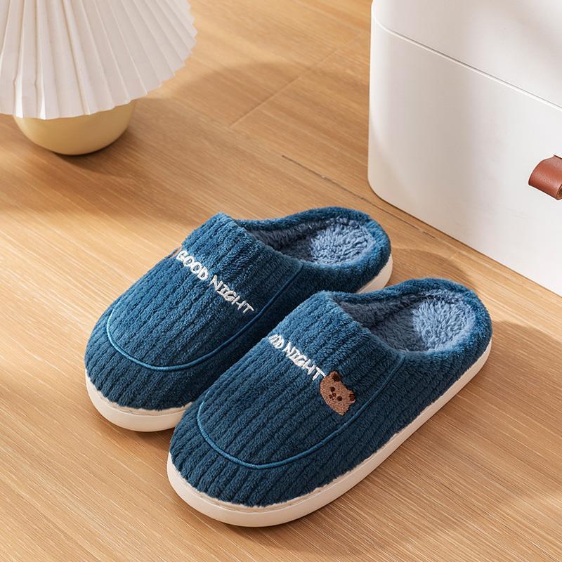 

Хлопковые тапочки Мао Мао домашние женские осенне-зимние домашние комнатные теплые нескользящие парные тапочки мужские утолщенные теплые 44-45 [Suitable for sizes 44-45] темно-синий