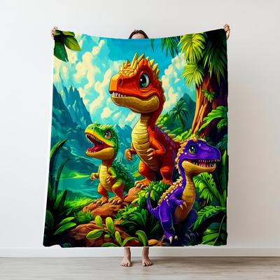 130150cm Funny Cute Face Dinosaur  Thin Printed Blanket Camping Throw Bed Sofa Office Air Conditioning Soft Leisure