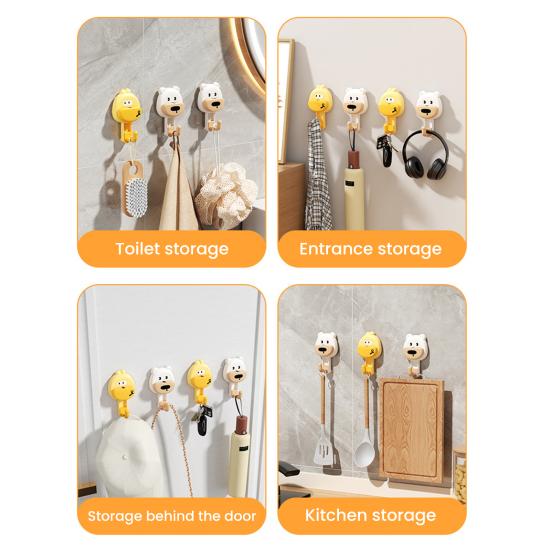 Suction Cup Hook Cartoon Animal Waterproof Bathroom Hook Removable Wall Hook for Bathroom Towels Kitchen Utensils