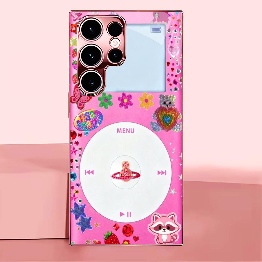 Pink phone sticker Madam pink  Glass  PhoneCase for Samsung Galaxy S26 S25 S24 S23 S22 S21 FE Ultra Plus Dropresistant Female