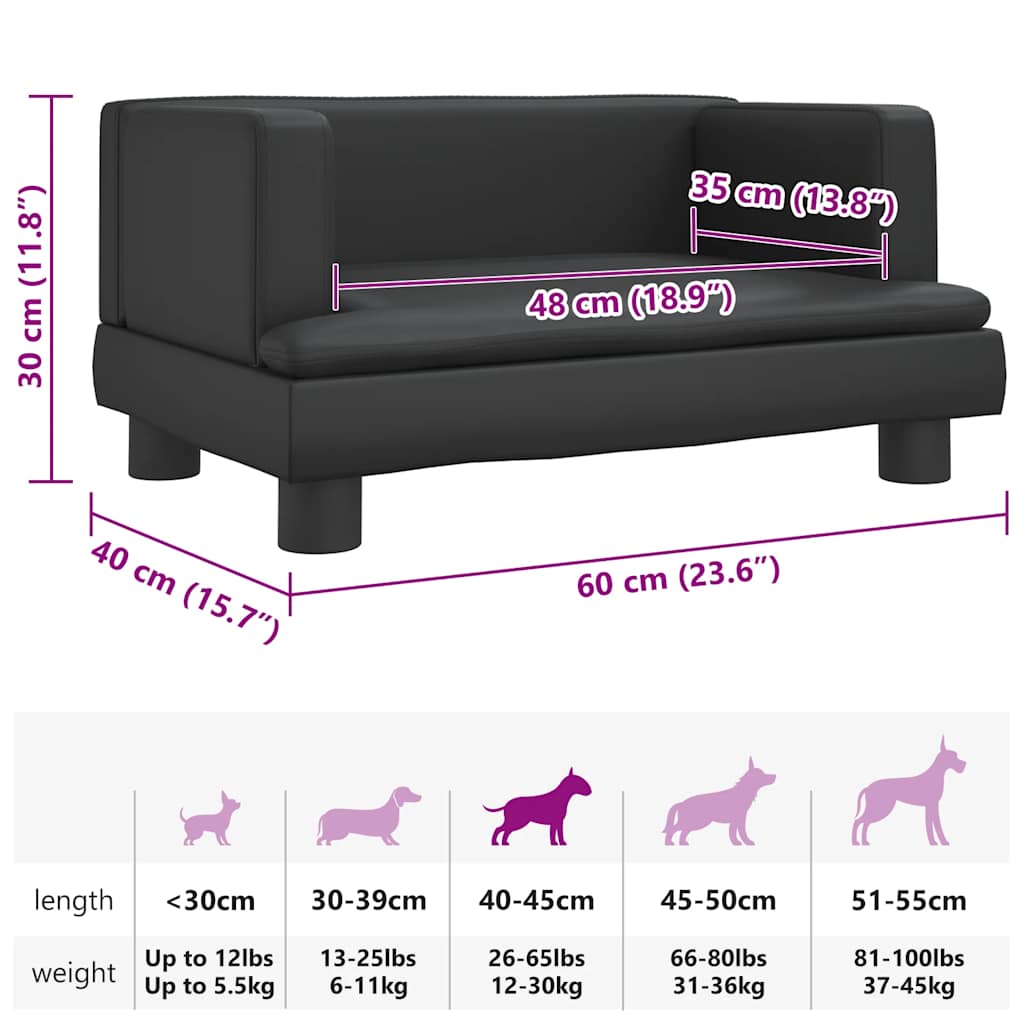 Dog Bed Black 60x40x30 cm Artificial Leather