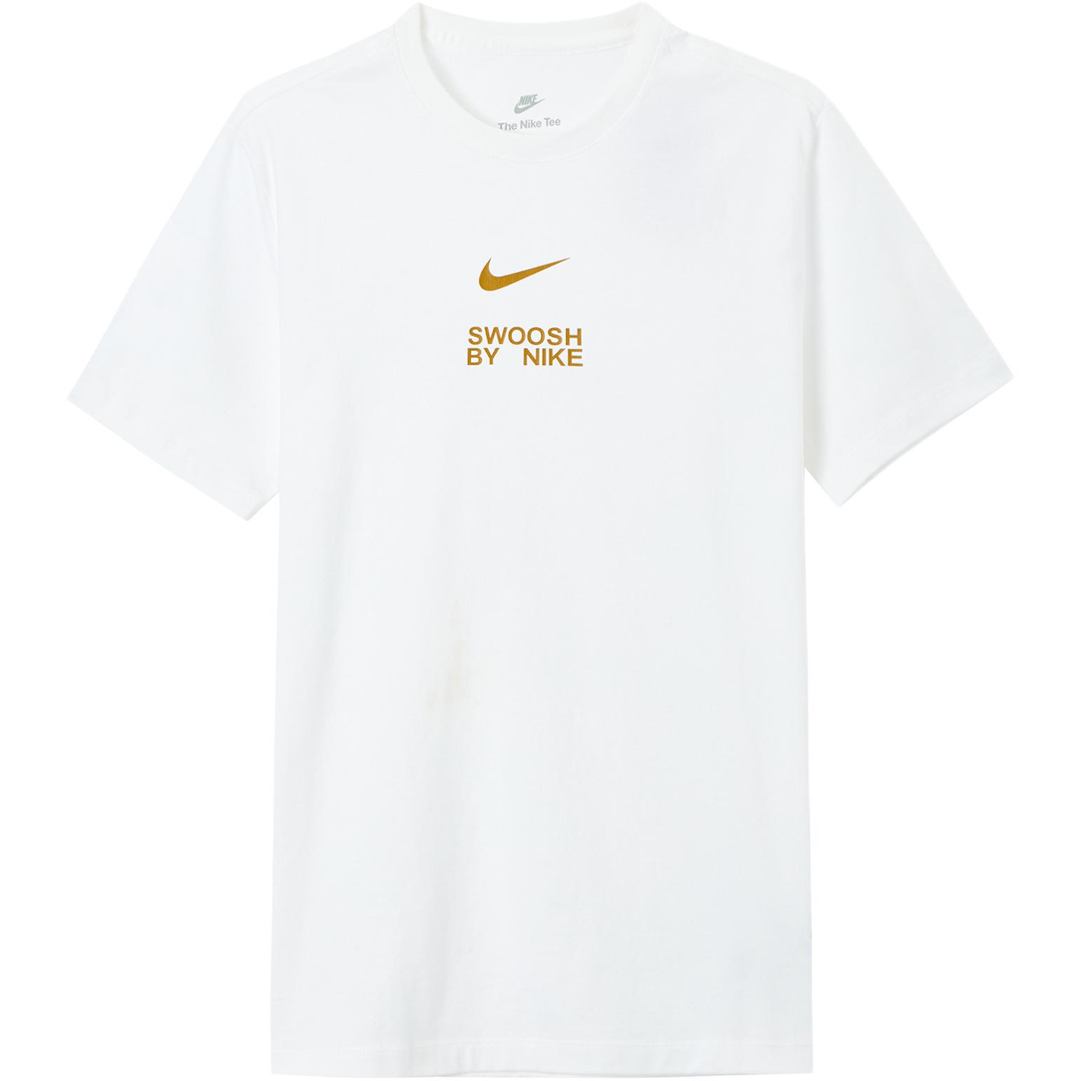 

Nike Спортивная одежда с логотипом и круглым вырезом, повседневная комфортная футболка в стиле ретро с короткими рукавами, мужские топы, белые FD1245-100 L