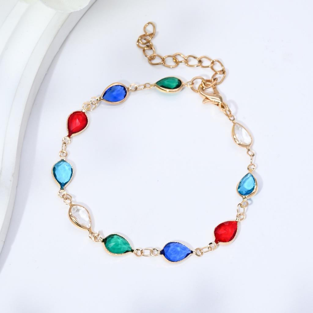 6pcs Colorful Heart Red Crystal Bracelet Women Exquisite Crystal Zircon Metal Chain Bracelets Bangles Girl Party Wedding Gifts