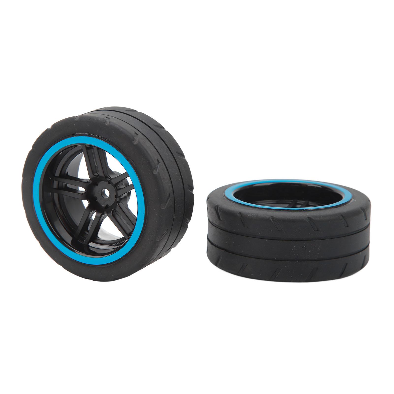 

2PCS RC Car Left Flat Run Tires Wheel Rims Tire RC Drifting Wheels Replacement for WLtoys 104072 Black and Blue