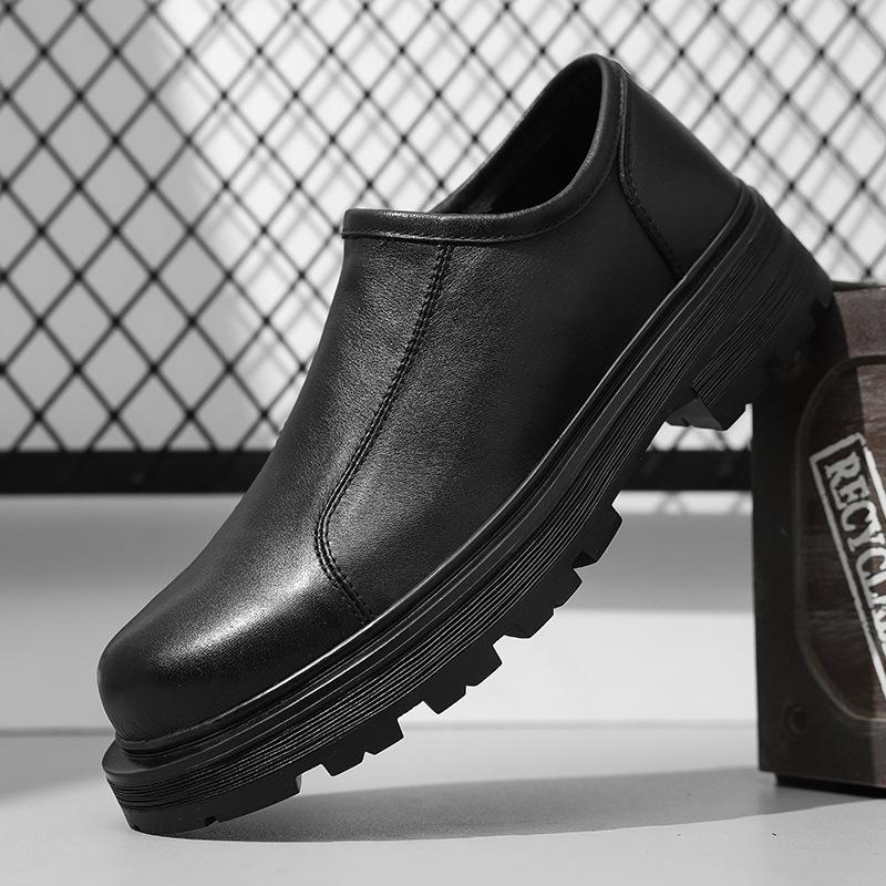 2025 Spring Clearance New Platform Men's Shoes Retro Simple Foot Cover Idle First Layer Cowhide Leather Shoes Lazy Casual Shoes