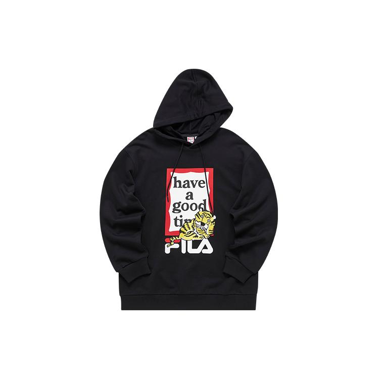 Fila Co Branded Year Of The Tiger Collection Sweatshirts Unisex Jet Black Hooded Moderate Regular F11U219205F-BK