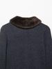 Women's Faux Fur Turn-Down Collar Knitted Cardigan - European and American Fashion