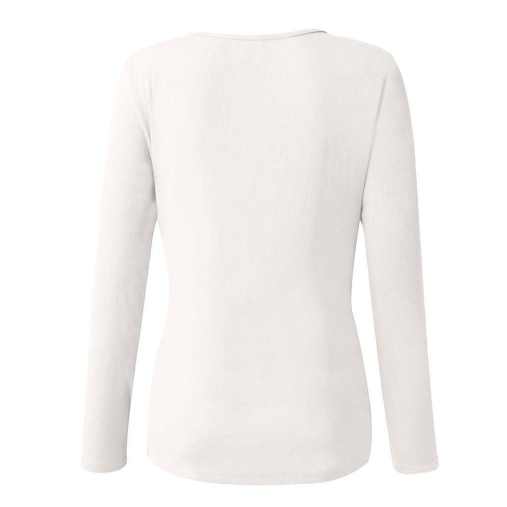 Women's Button V-neck Sexy Solid Color Knitted Cotton Top