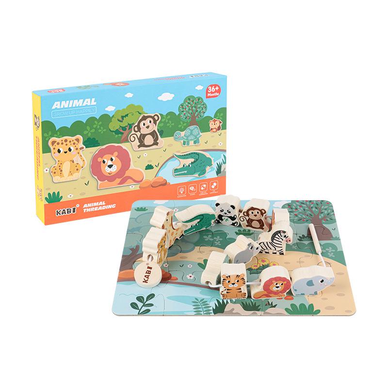 Деревянная игрушка-шнуровка с животными для раннего развития и когнитивного развития детей