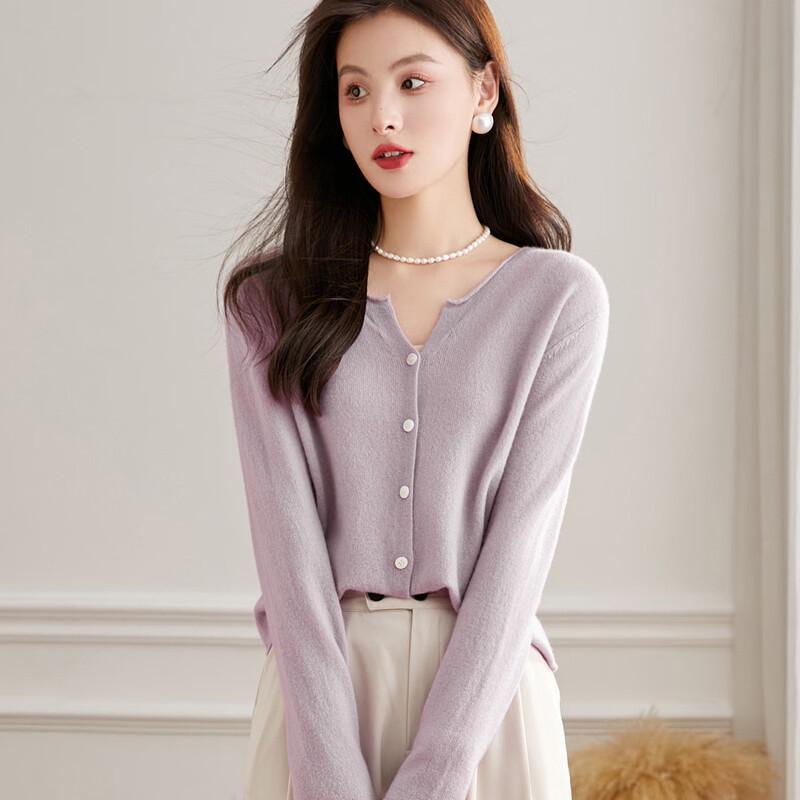 Srcr Women's 100% Wool Knit Cardigan