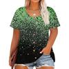 Plus Size Women's Fashion Casual Vintage Printed O-Neck Short Sleeve Button T-Shirt Top