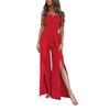 Damskön Smala Byxor med Slits, Axelbandslös Camisole Jumpsuit