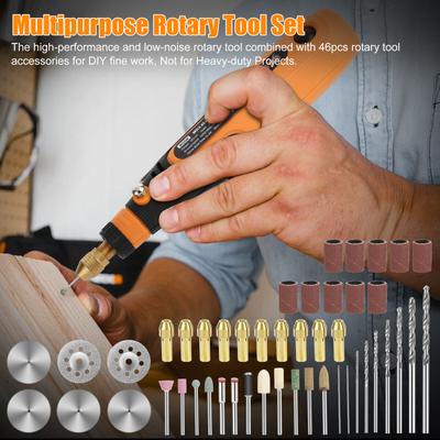 46pcs Cordless Rotary Tools 3-Speed USB Charging Battery Powered Rotary Tool Kit With Accessories For Sanding Polishing Drilling Etching Engraving