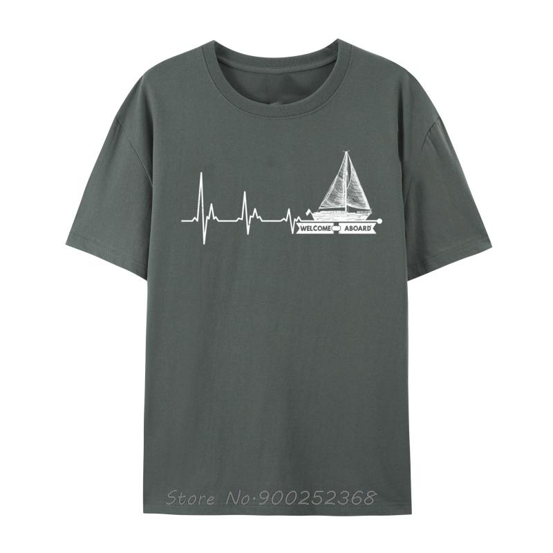 Witamy na Pokładzie Zabawna Żaglówka Tętno Wygodna Koszulka Bawełniana Koszulka Oversize Męska Codzienna Koszulka Koszulki Fitness Streetwear