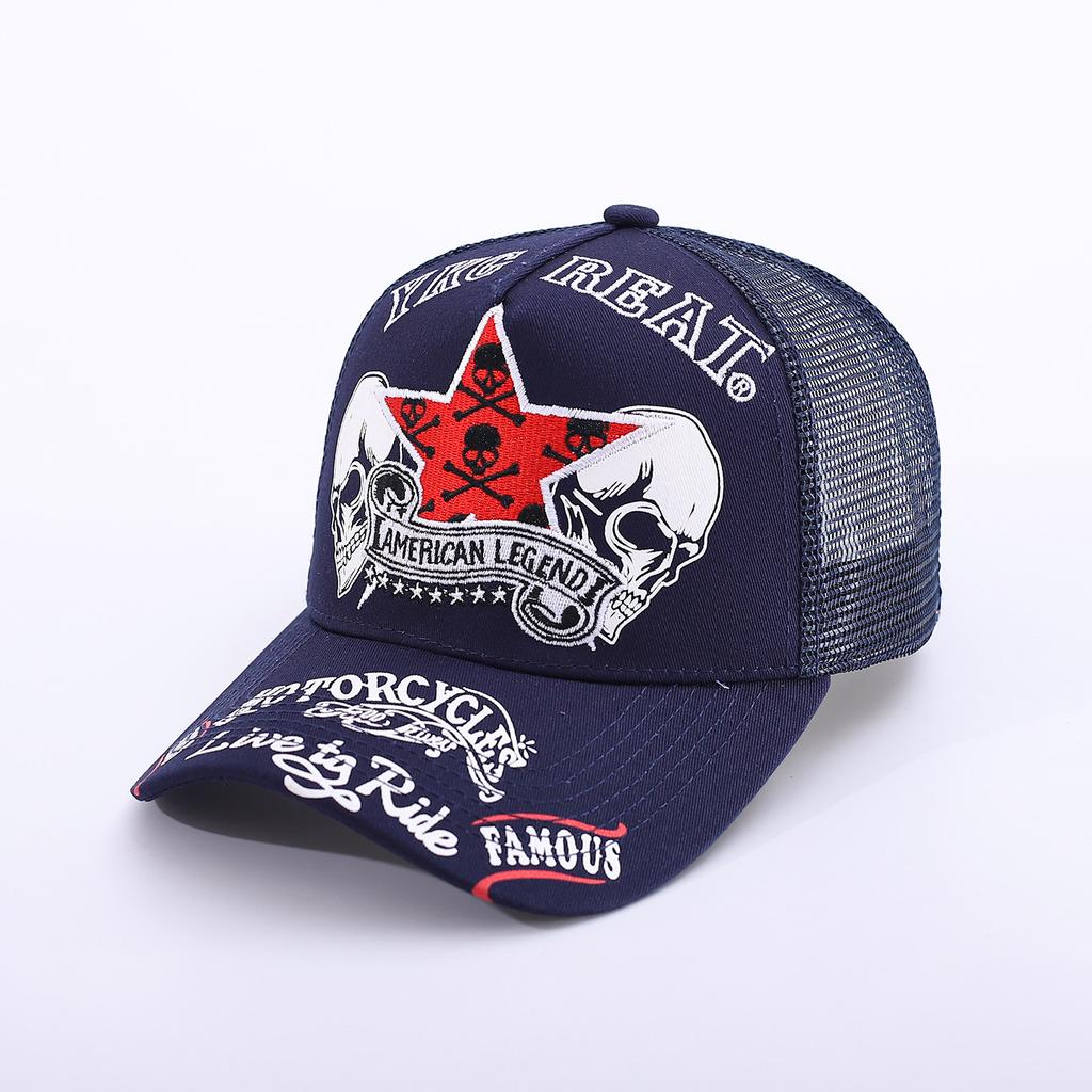 Pentagram Skull Mesh American Locomotive Cap Truck Driver Hat Breathable Baseball Cap
