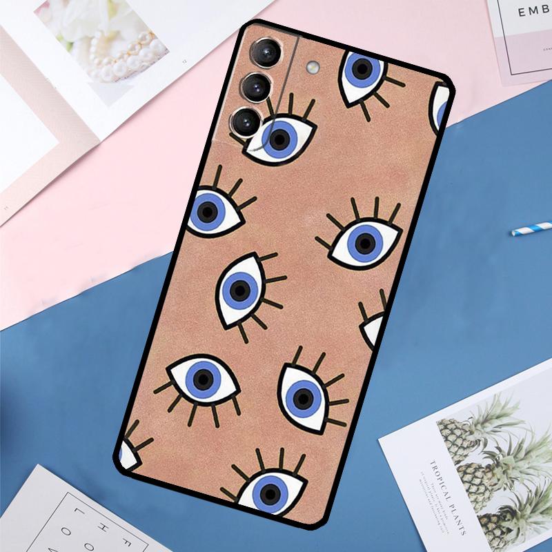 Lucky Eye Blue Evil Eye Print Case For Samsung Galaxy S25 Ultra S24 S23 S22 S21 Ultra S9 S10 Plus S23 FE S25 FE Back Cover