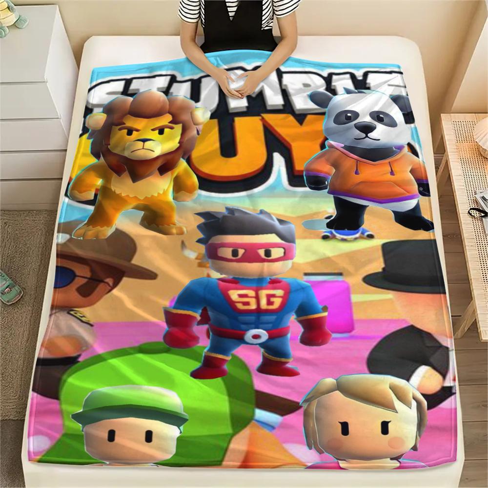 1PC Stumble Guys Print Flannel Blanket, High quality Comfortable for All Seasons, Home Decor, Warmth and Comfort, Perfect for Christmas Gifts184