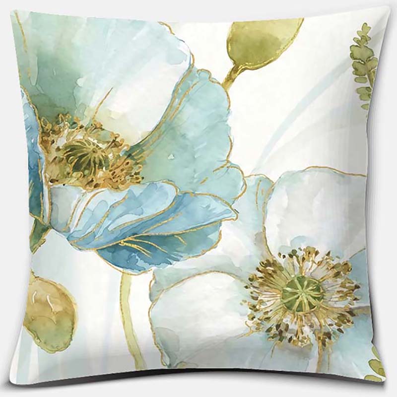 Flower and Bird Printing Series Pattern Pillowcase Square Pillowcase Home Office Decoration Pillowcase
