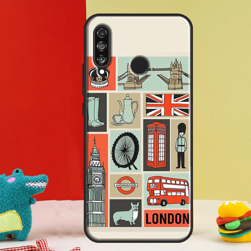 London Bus England Big Ben For Huawei Nova 12s 12i 11i 8i 9 10 SE Y91 Y90 Y60 Y70 Y72 Y61 P20 P40 P30 Lite P60 Pro Case