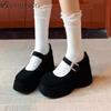 Fashion Platform Marie Janes Shoes Women Wedges Sandals Summer 2025 New Trend Dress Pumps Shallow Elegant Suede Plus Size Zapatos Mujer