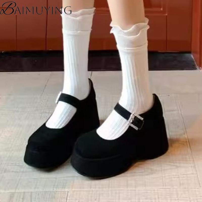 Fashion Platform Marie Janes Shoes Women Wedges Sandals Summer 2025 New Trend Dress Pumps Shallow Elegant Suede Plus Size Zapatos Mujer