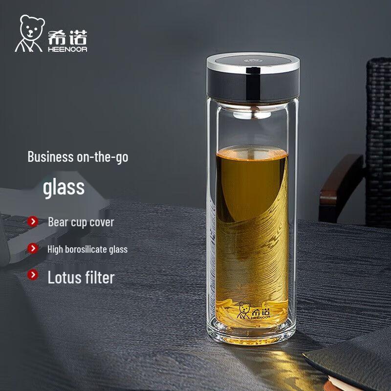 Heenoor Double-Layer Borosilicate Glass Tea Cup with Lid