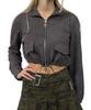 WEGO Figments Cropped Shoulder Zip Size Sumikuro Women's Top, F,
