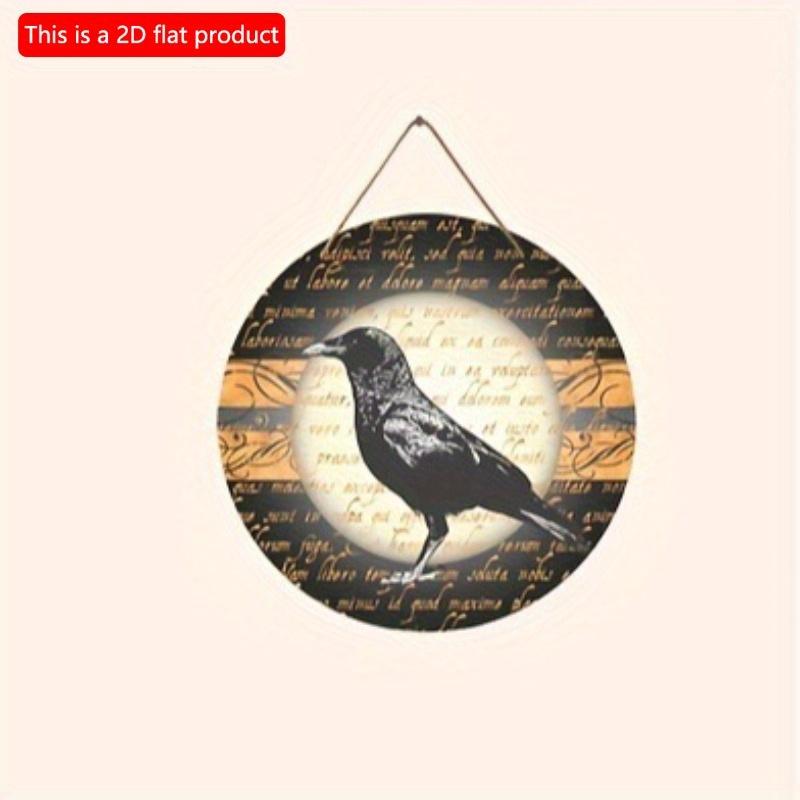 2d Flat 20*20cm, Home Decoration, Crow Wooden Doorplate, Circular Decorative Logo, for Home, Kitchen, Garden, Bedroom, Club Decor.
