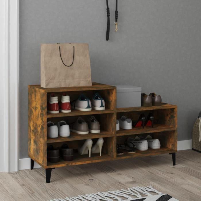 VidaXL Shoe Cabinet Smoked Oak 102x36x60 Cm Engineered Wood 819737