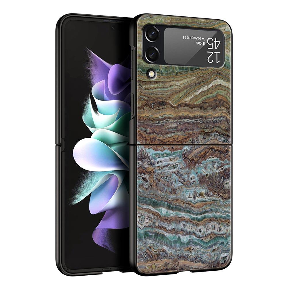 Marble Fashion Phone Case For Samsung Galaxy Z Flip3 Flip4 Flip5 Case Shell For Z Flip 3 4 5 6 7 Hard Folding Cover