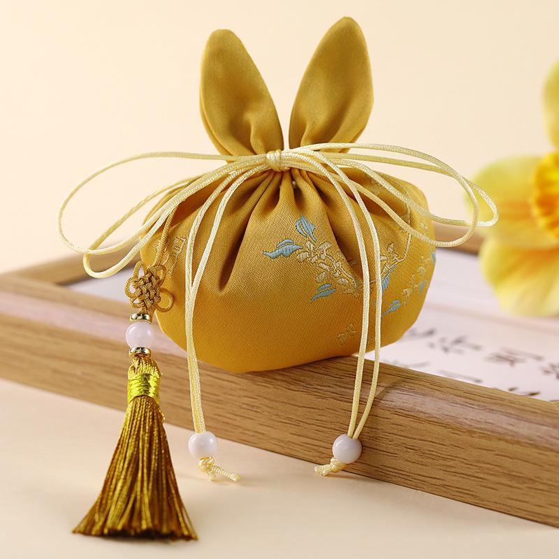 Rabbit Scented Sachets Tassel Pendant Coin Purse - Mid-Autumn Hanfu Embroidered Brocade Pouch