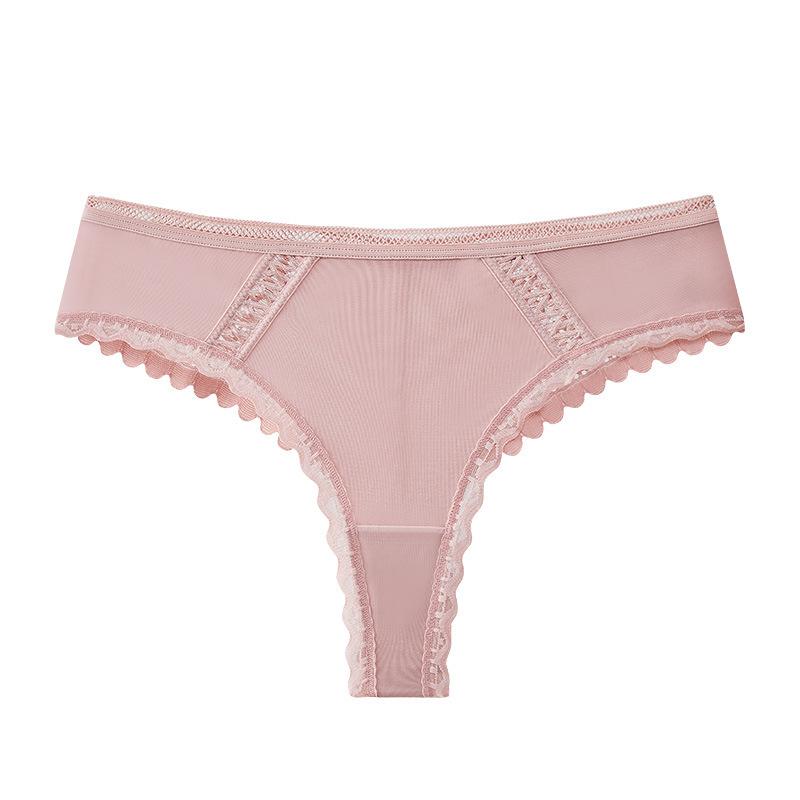 Sexy Ice Silk Peacock Lace Briefs Thong Women's No Trace One Piece Sports Knickers Fitness Comfortable Low Waist Underwear Women Panties