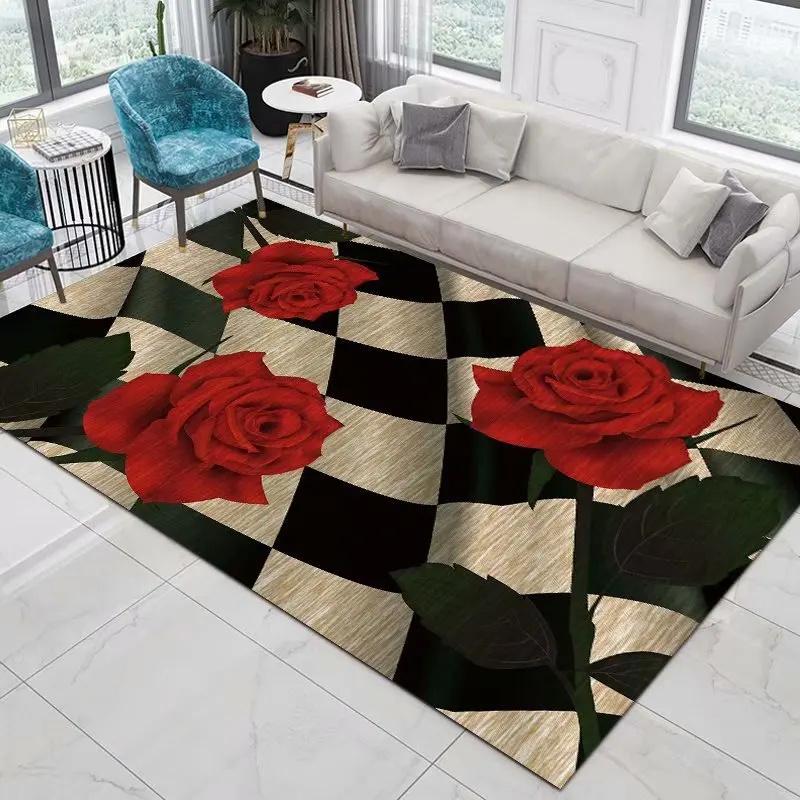 Artistic Floral Pattern Area Rug With Colorful Vivid Flower Designs Soft Decorative Carpet For Living Room Bedroom Home Decor