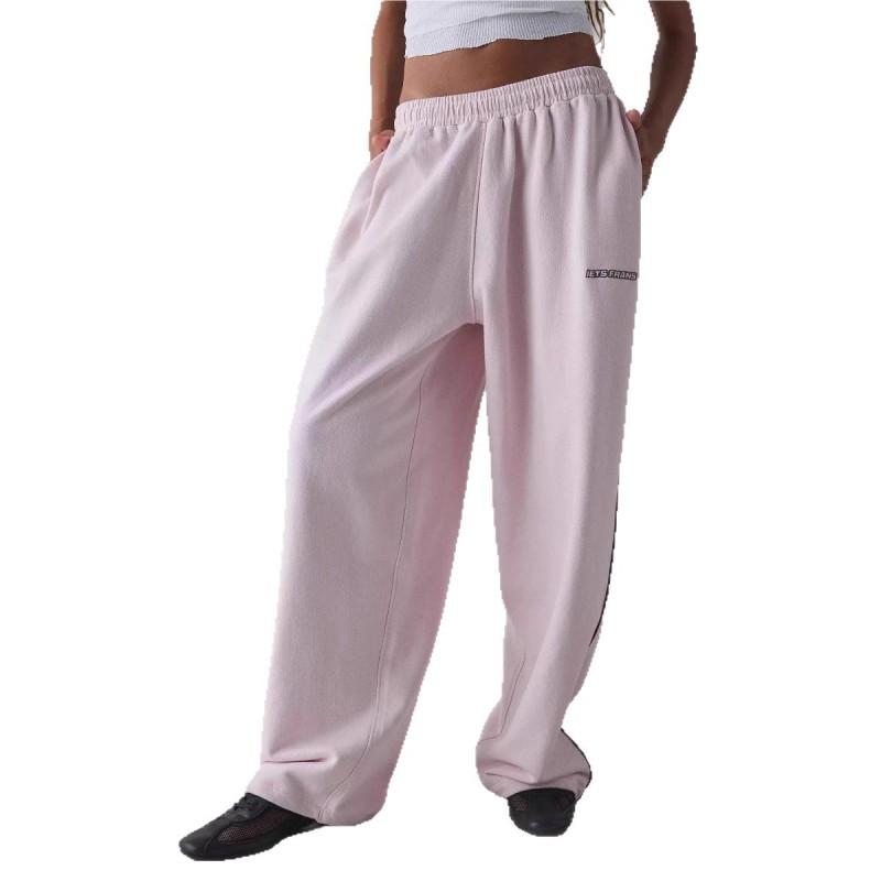 Womens Y2K Embroidered Loose Straight Leg Sweatpants With Elastic Waist Comfort Fit Cotton Blend