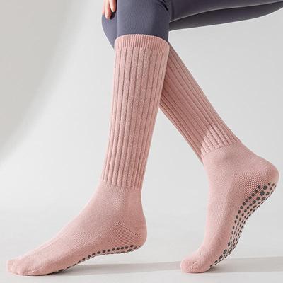 Yoga Socks Cotton Dot Silicone Terry Non-slip Women Pilates Grip Knee-high Slouch Socks