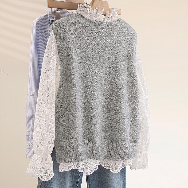 Damenmode V-Ausschnitt Verzierte Strickweste