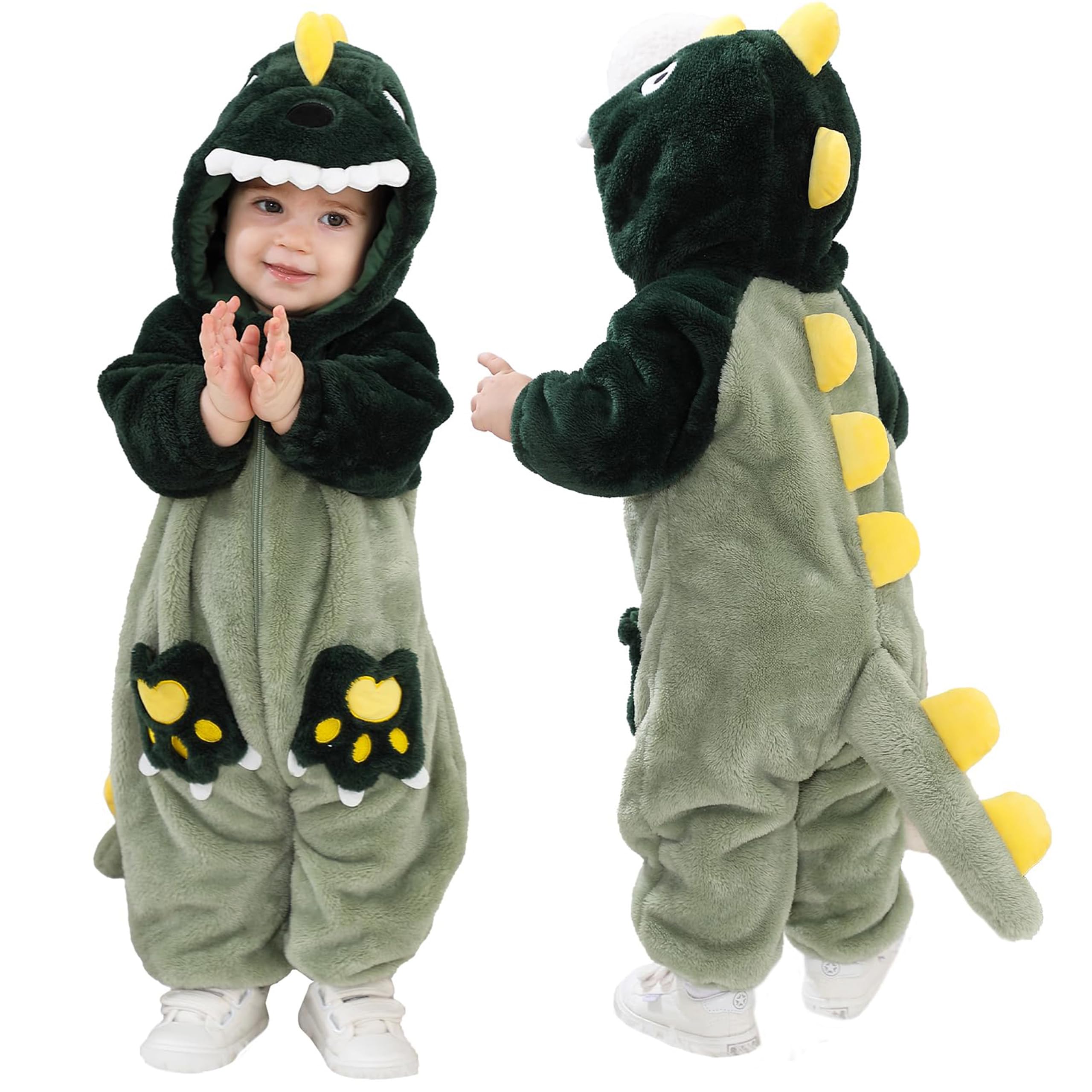 

LOLANTA Кигуруми Динозавр для Детей и Хэллоуин Рождество Зимний Наряд для Мальчиков и Детский Праздник Размер 100 Младенцы, Костюм, Костюм, Девочки, Подарок, зелёный