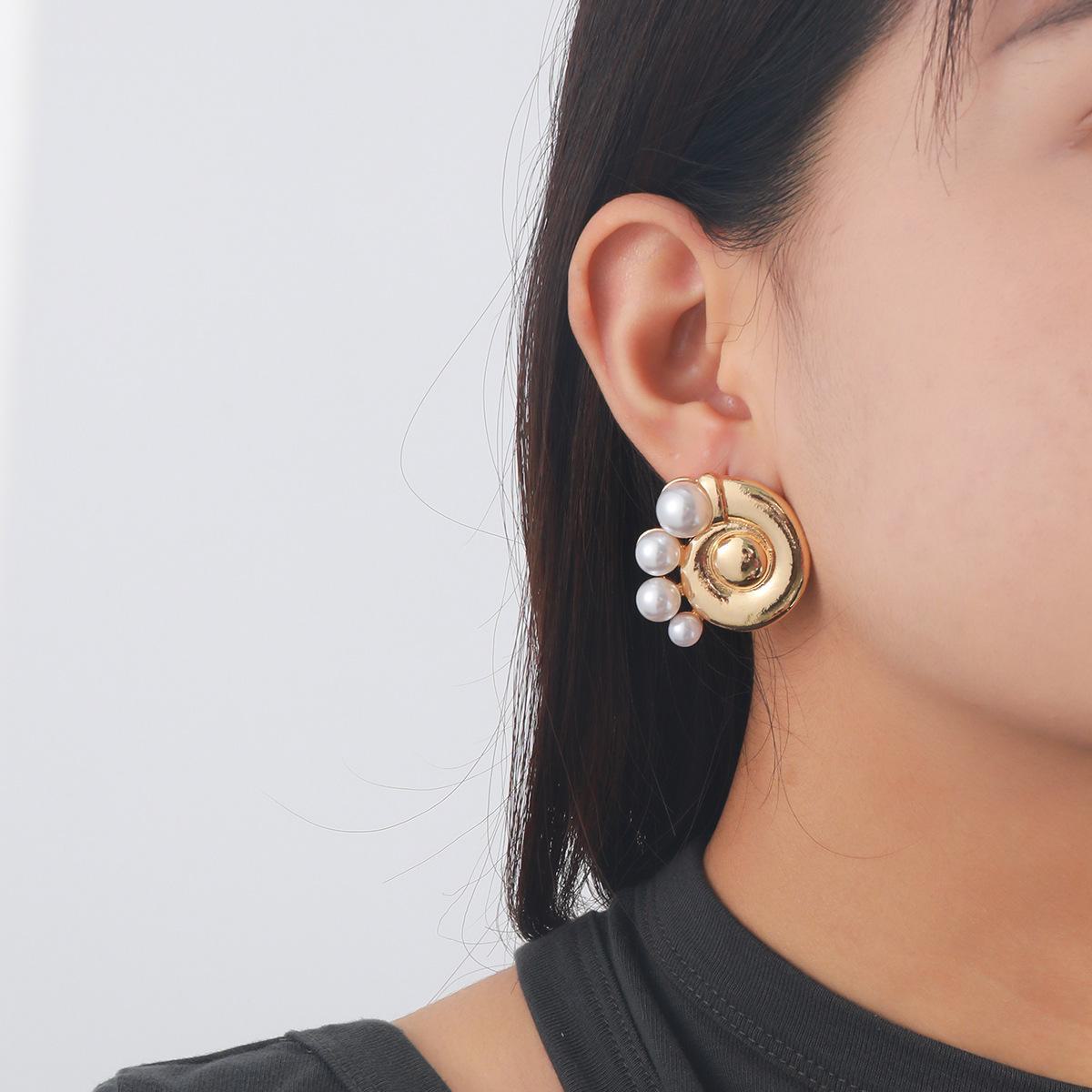 

Conch Imitation Pearl Earrings for Women золотий