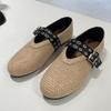 Mode Hochwertige Gewebte Flache Ballerinas Damenmode Doppelschnalle Markendesigner Schuhe Bequeme Flache Freizeitschuhe Zapatos De Mujer
