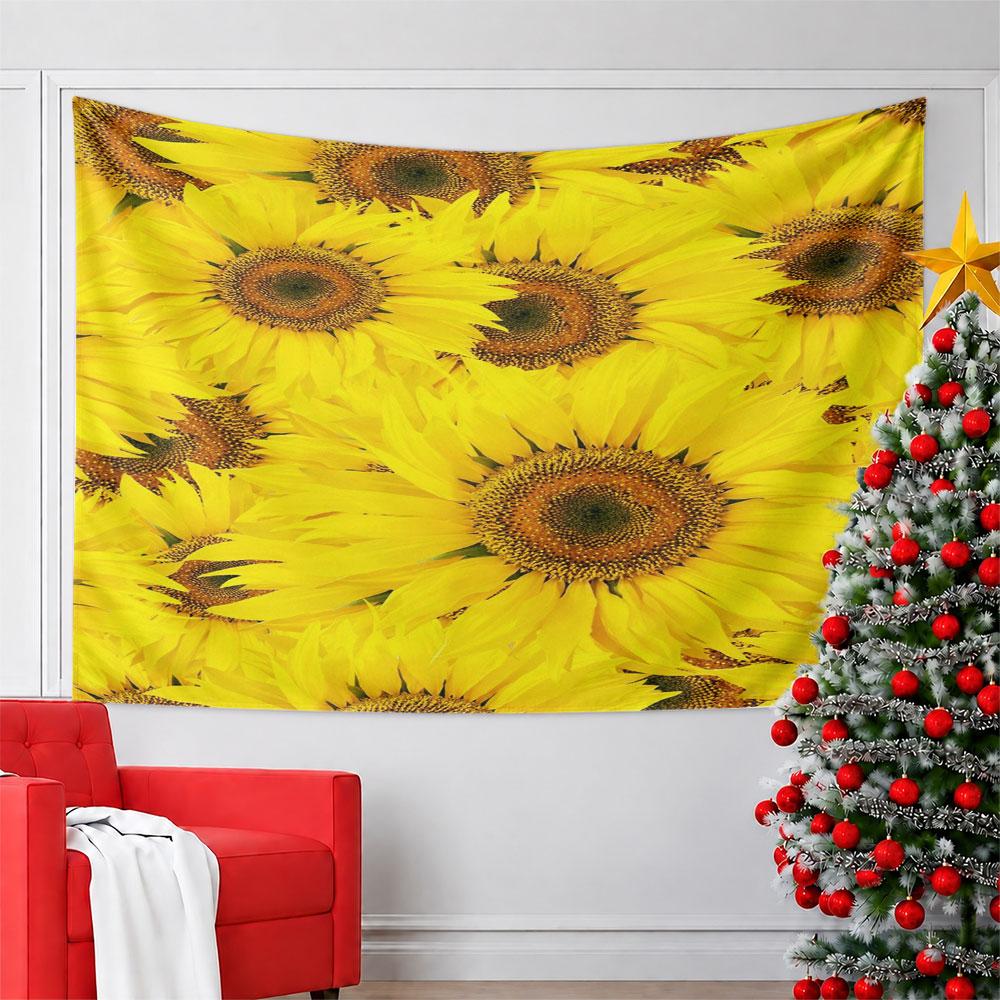 Bright Yellow Sunflower Tapestry Design Pattern Wall Hanging Tapestry Decorative Tapestry Home Decor for Bedroom and Living Room