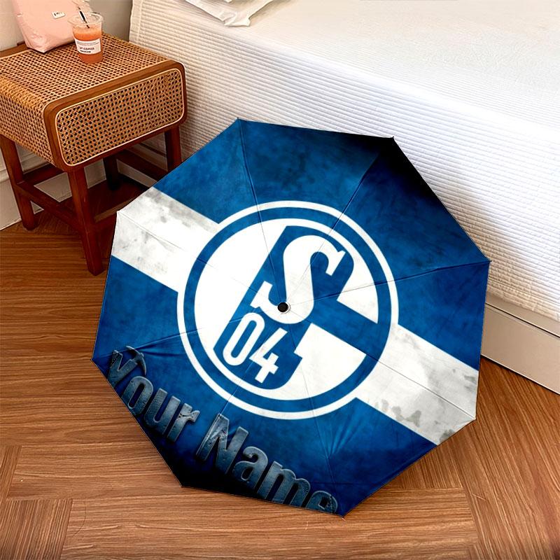 1 PC Automatic Folding Umbrella - FC Schalke 04 Custom Name Pattern, Portable & Foldable Design with 8 Ribs, Christmas Birthday Gifts